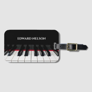 Black piano keys tuts custom name  luggage tag