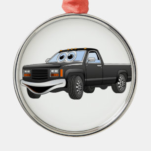 Black Pick Up Truck Cartoon Metal Ornament