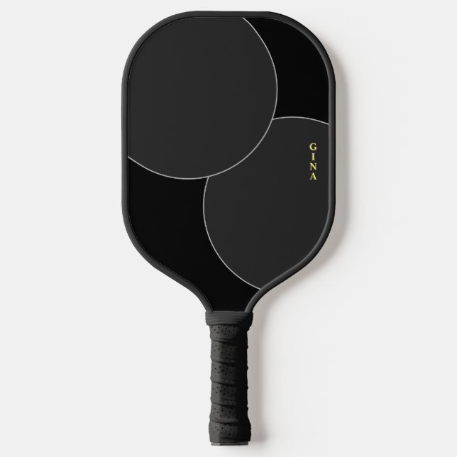 Black Pickleball Paddle with Name (Front)