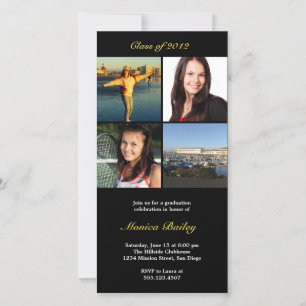 Black picture block graduation announcement invite