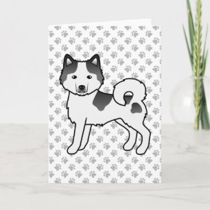 Black Piebald Alaskan Malamute Cute Cartoon Dog Card