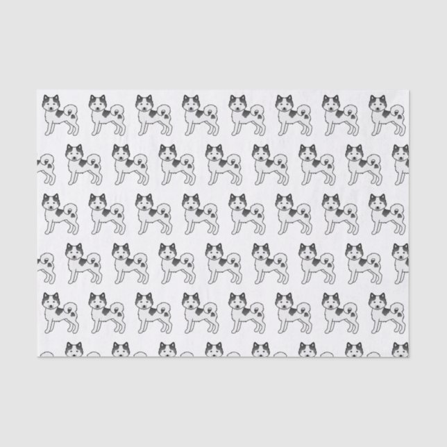 Black Piebald Alaskan Malamute Cute Dog Pattern Tissue Paper (Front)