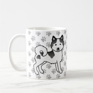 Black Piebald Alaskan Malamute Cute Dog & Paws Coffee Mug