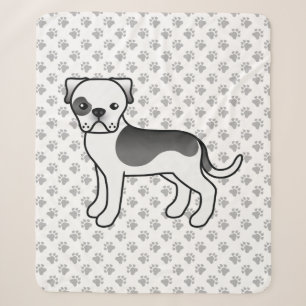 Black Piebald American Bulldog Cute Cartoon Dog Sherpa Blanket