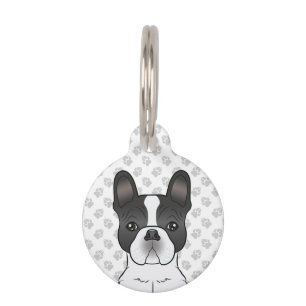 Black Piebald French Bulldog / Frenchie Cute Dog Pet Tag