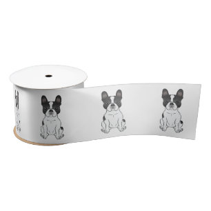 Black Piebald French Bulldog / Frenchie Cute Dog Satin Ribbon