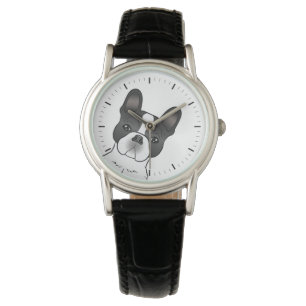 Black Piebald French Bulldog / Frenchie Cute Dog Watch