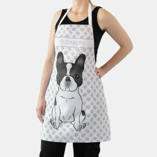 Black Piebald French Bulldog / Frenchie Dog & Name Apron
