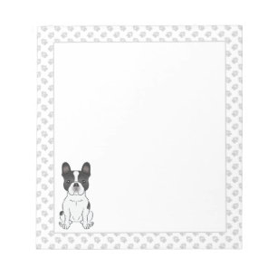 Black Piebald French Bulldog / Frenchie Dog & Paws Notepad