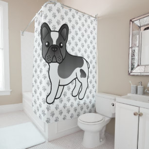 Black Pied French Bulldog Cute Cartoon Dog