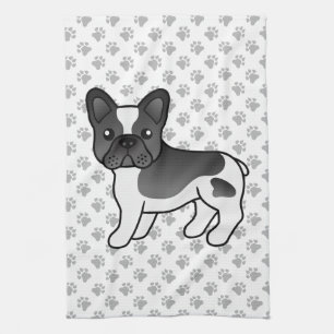 Black Pied French Bulldog Cute Cartoon Dog Kitchen Towel