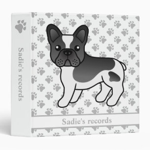 Black Pied French Bulldog Cute Cartoon Dog & Text Binder