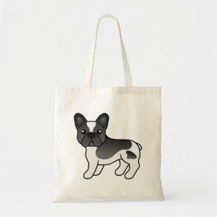 Black Pied French Bulldog Cute Cartoon Dog Tote Bag