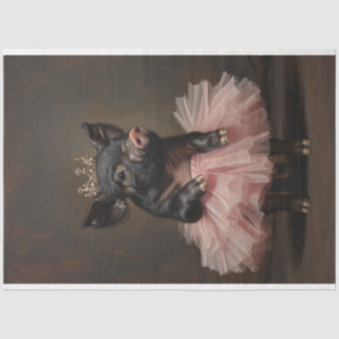 Black Pig Pink Tutu & Crown Decoupage  Tissue Paper