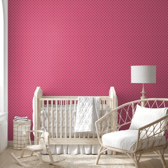 Black Pin Dots On Pink Wallpaper (Kids)