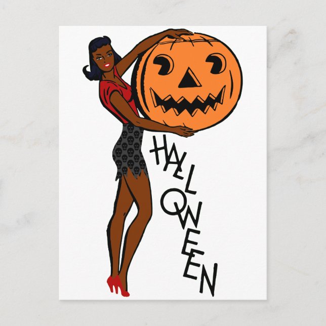 black pin up halloween postcard (Front)