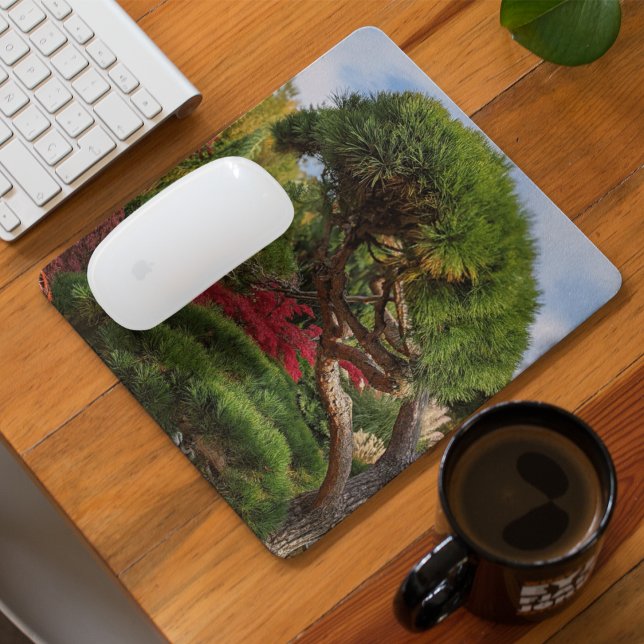 Black Pine and Red Japanese Maple Tree Mouse Pad (In Situ)