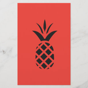 Black Pine Apple in Red Stationery