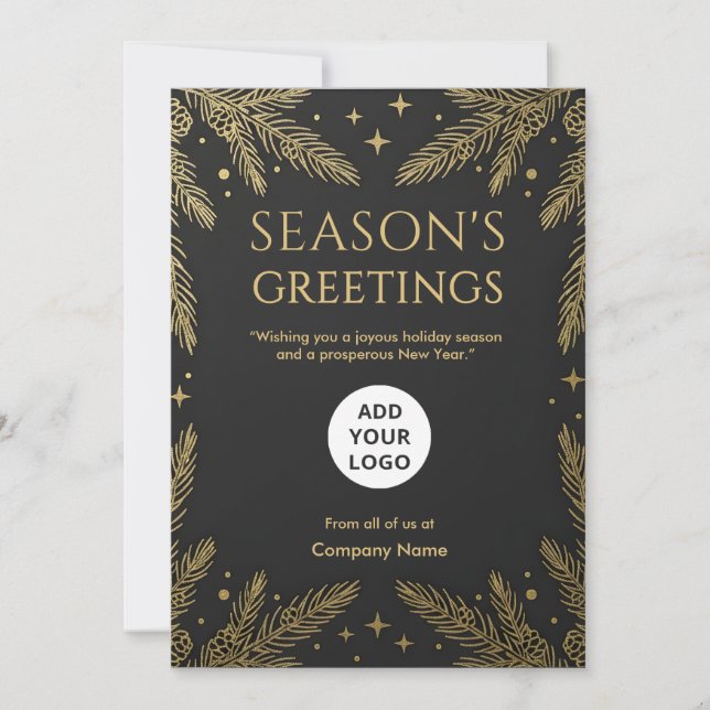Black Pine Gold Luxury Holiday Card (Front)