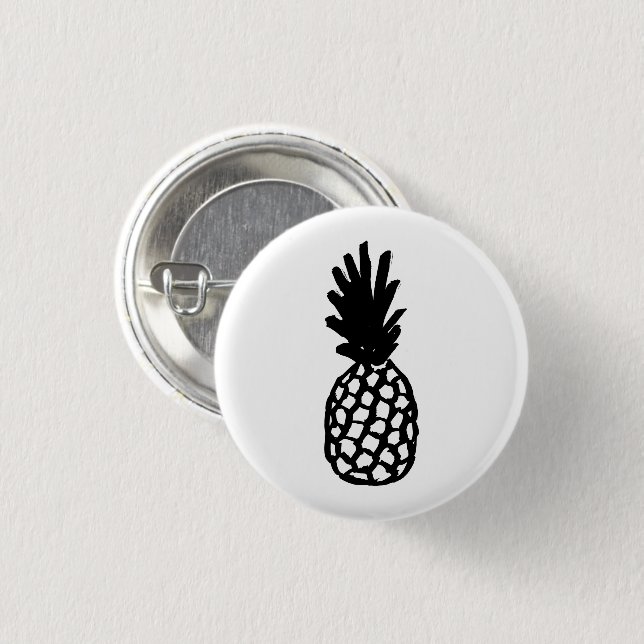 Black Pineapple 1 Inch Round Button (Front & Back)