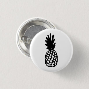 Black Pineapple 1 Inch Round Button