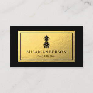Black Pineapple - Faux Gold Foil Business Card