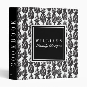 Black Pineapple Pattern Family Recipe Cookbook Binder