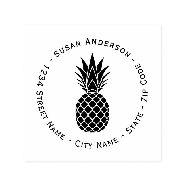 Black Pineapple Return Address Self-inking Stamp (Design)