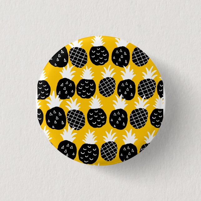 Black pineapples 1 inch round button (Front)