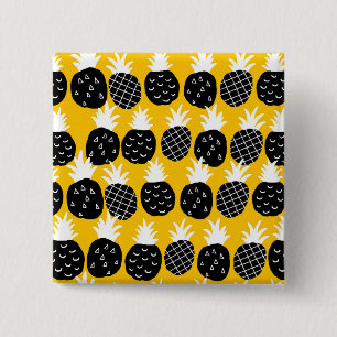 Black pineapples 2 inch square button