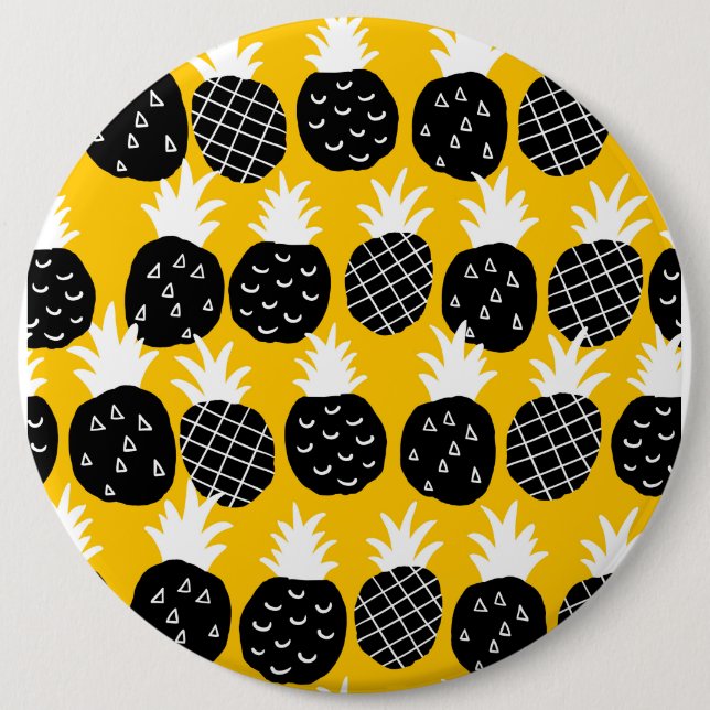 Black pineapples 6 inch round button (Front)