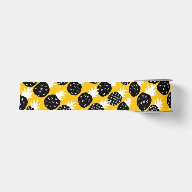 Black pineapples grosgrain ribbon (Front)