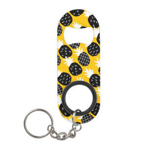 Black pineapples keychain bottle opener