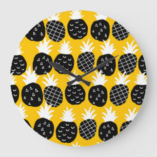 Black pineapples large clock