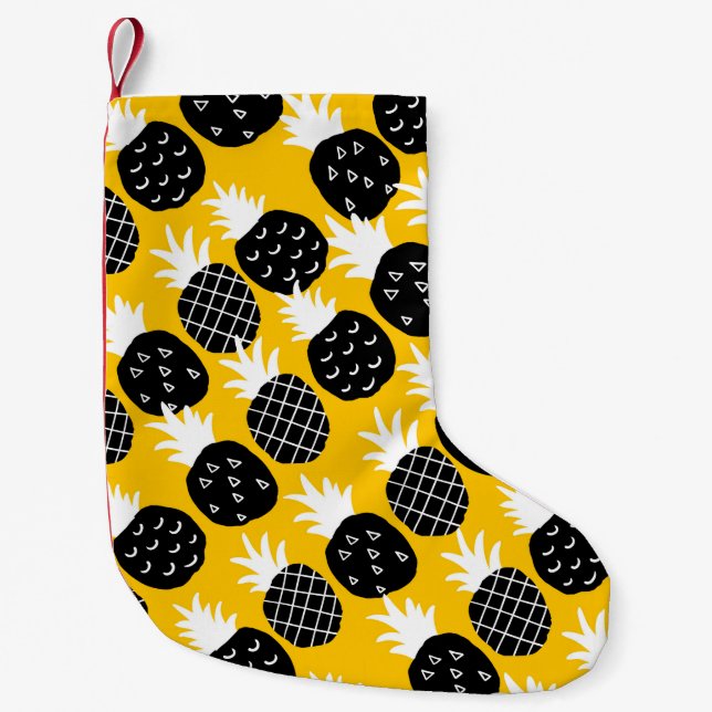 Black pineapples small christmas stocking (Front)