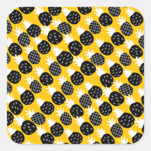 Black pineapples square sticker