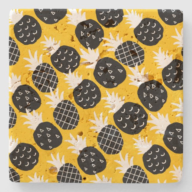 Black pineapples stone coaster (Front)
