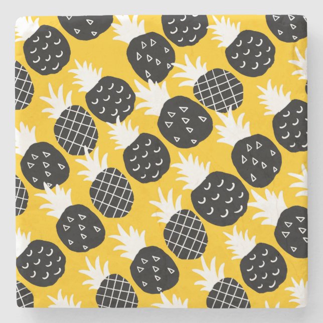 Black pineapples stone coaster (Front)