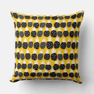 Black pineapples throw pillow