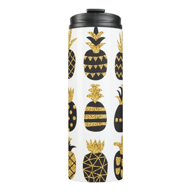 Black Pineapples: Unique Textured Set Thermal Tumbler (Front)