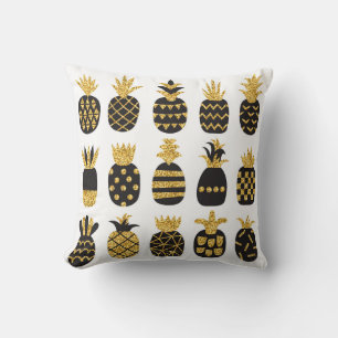 Black Pineapples: Unique Textured Set Throw Pillow