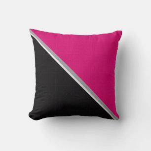 Black Pink Acrylic Burlap Block Painting Throw Pillow