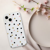 Black Pink and Gold Confetti Dots