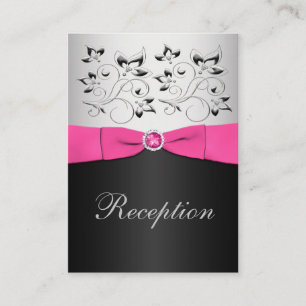 Black, Pink, and Silver Reception Enclosure Card