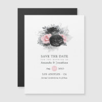 Black Pink and Silver Vintage Roses Save the Date