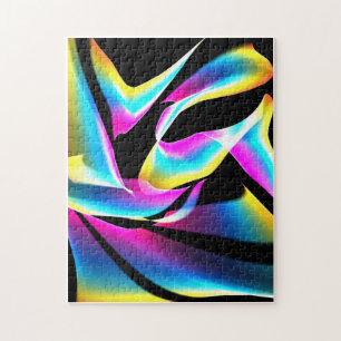 Black pink and yellow abstract jigsaw puzzle