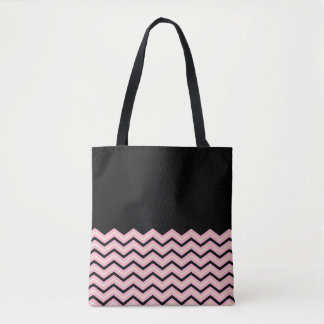 Black, Pink and Yellow Chevron Tote