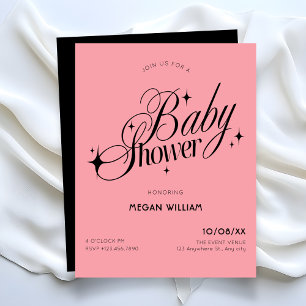 Black Pink baby shower Invitation