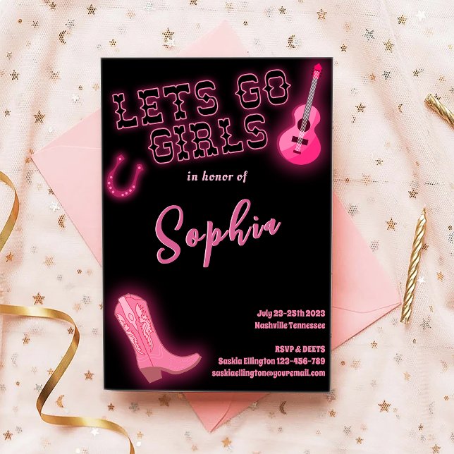 Black Pink Bachelorette Weekend Invitation (Creator Uploaded)