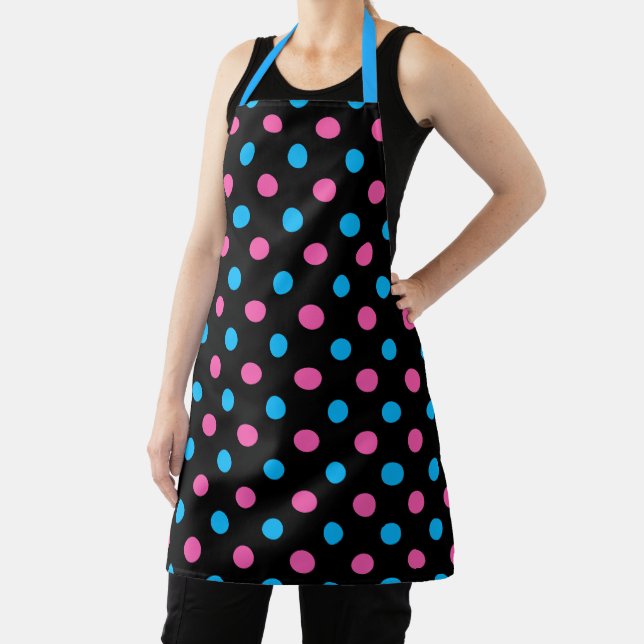 Black Pink Blue Polka Dot Pattern Apron (Insitu)